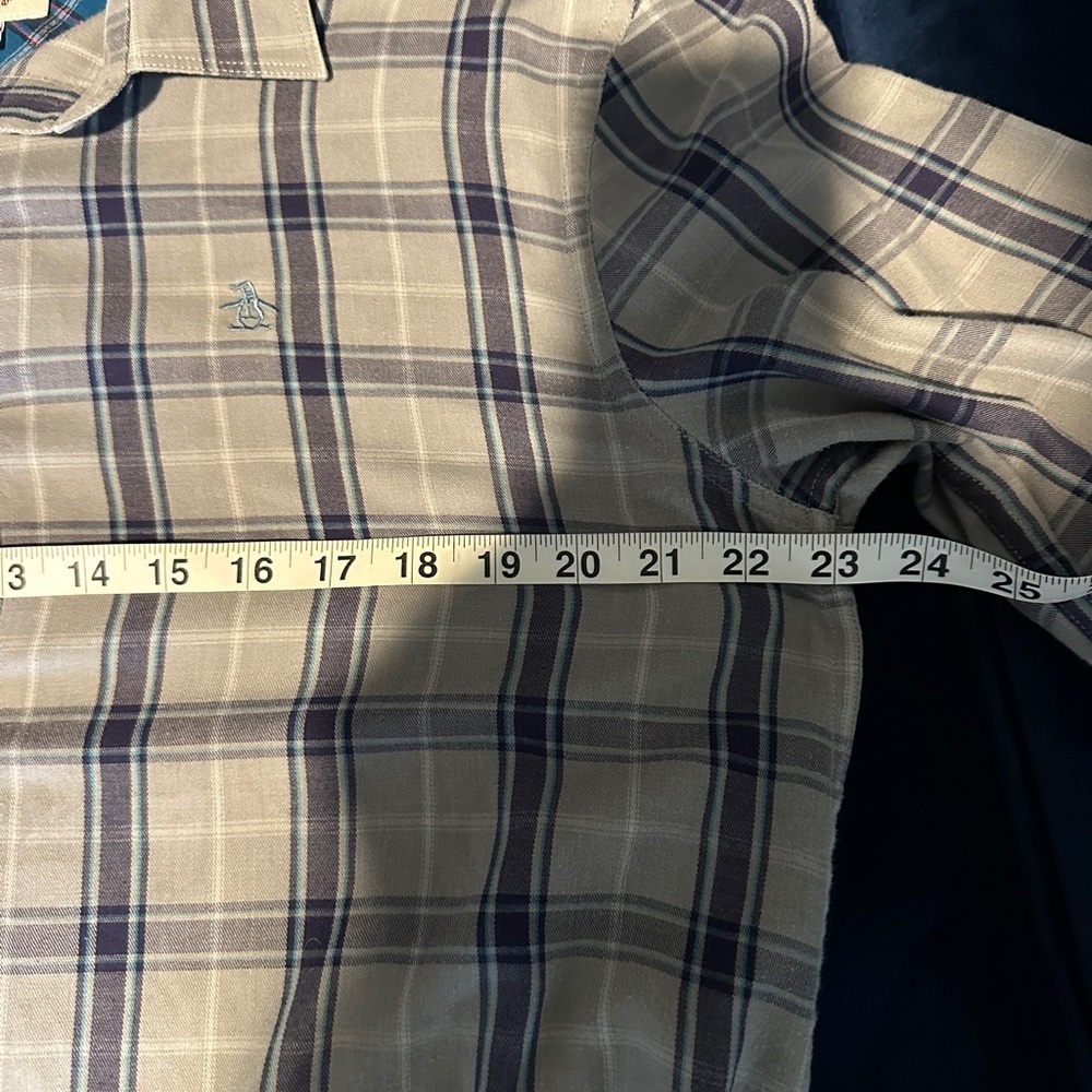 Original Penguin Gray Plaid Long Sleeve Button Up Classic Fit Shirt Size Large - Picture 8 of 10